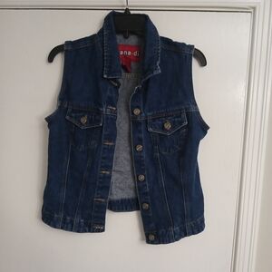 Blue Denim Vest with Button Details